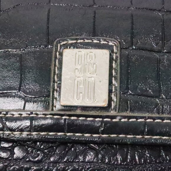 9 Nine & Co Black Faux Leather Trifold Crocodile Alligator Skin Card Slot Wallet - Picture 3 of 7